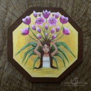 Set 6 Coasters+ 2 Bottle Coasters/Fairies&Flowers/ 2 sides painting