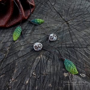 Necklace with Leafs&Double Spirals